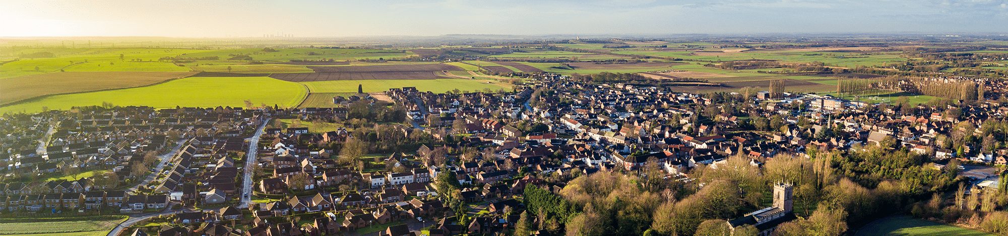 Aerial view of a UK village