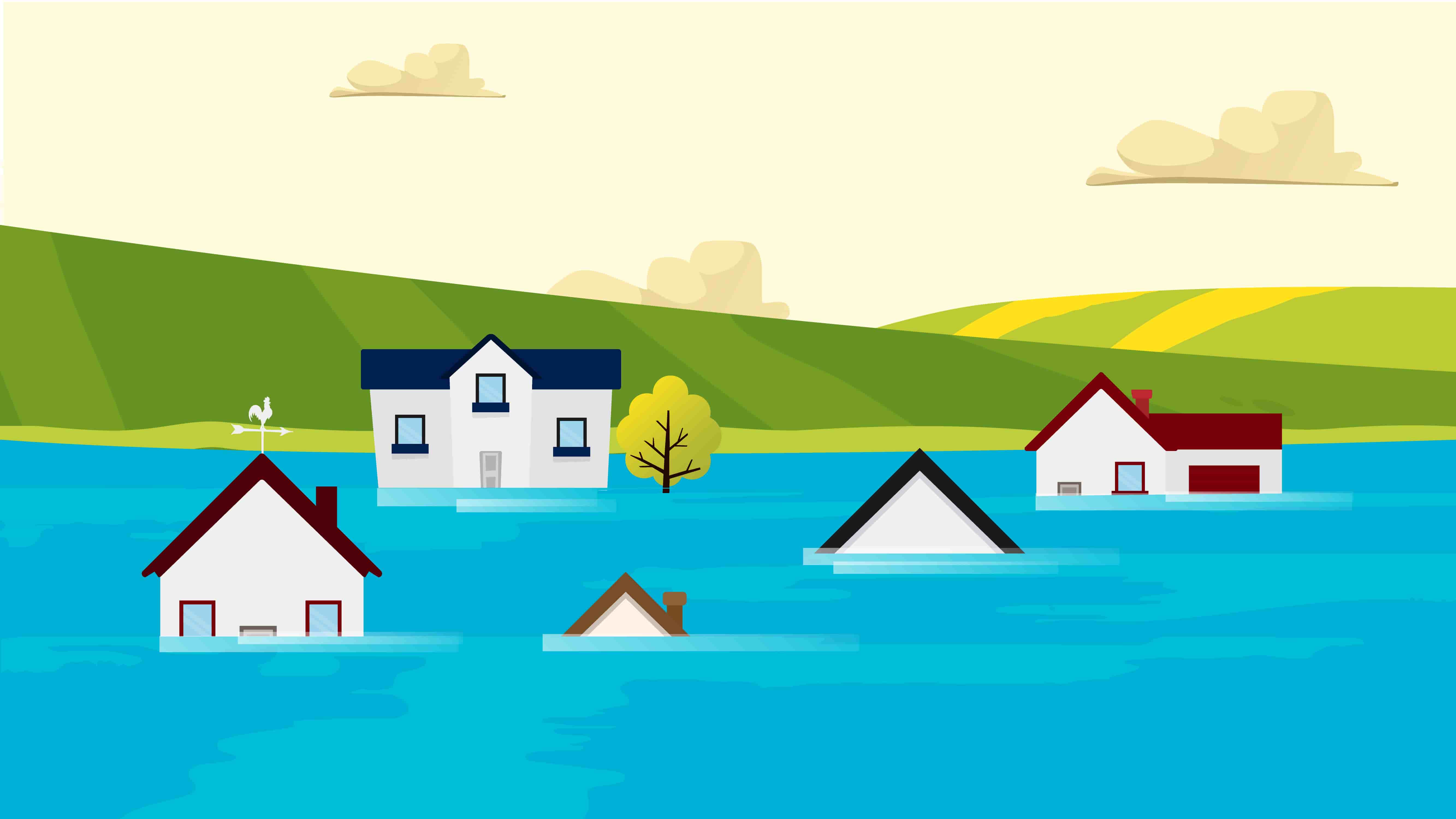 Five different properties in flood risk areas