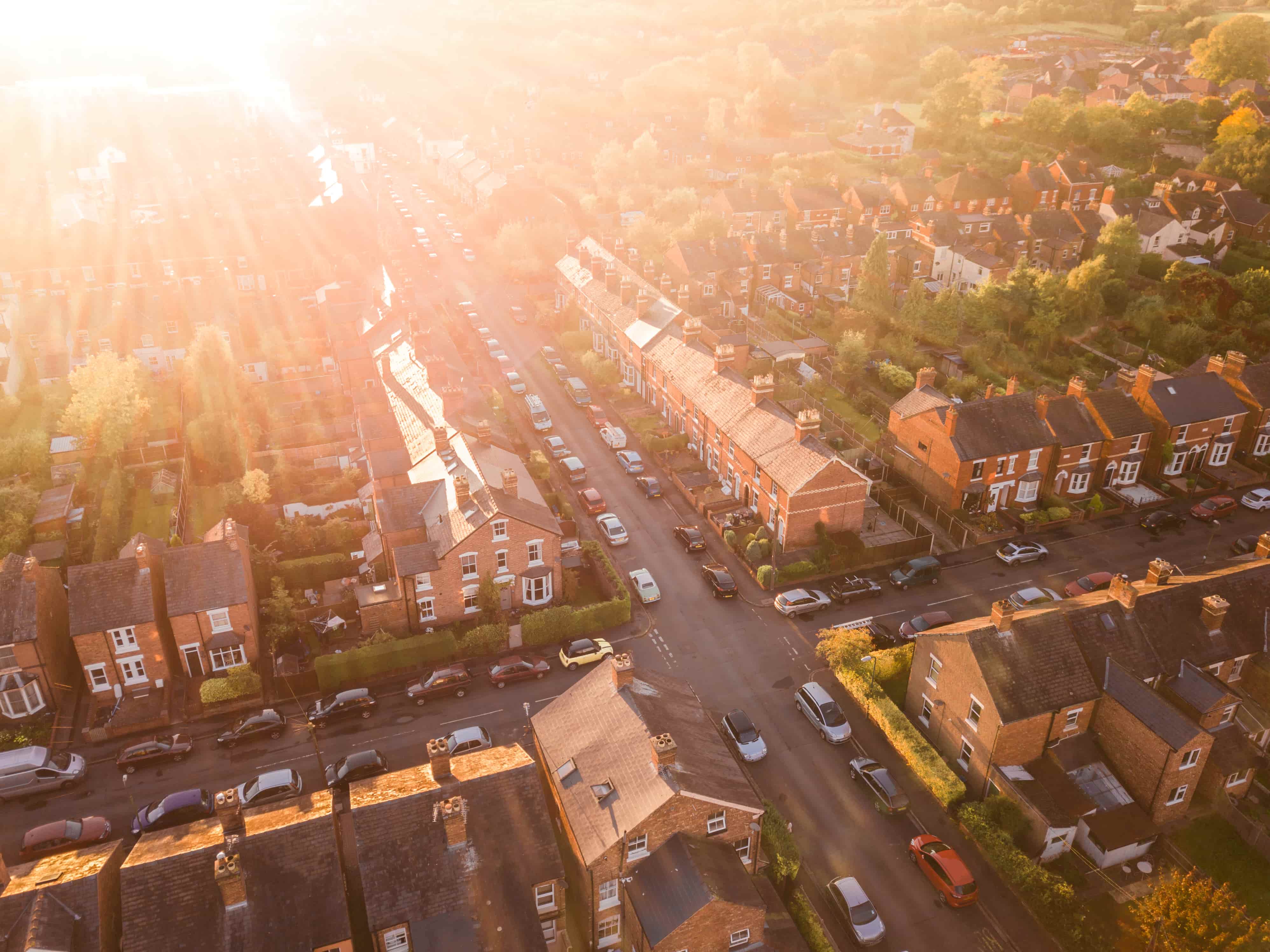 aerial view of homes