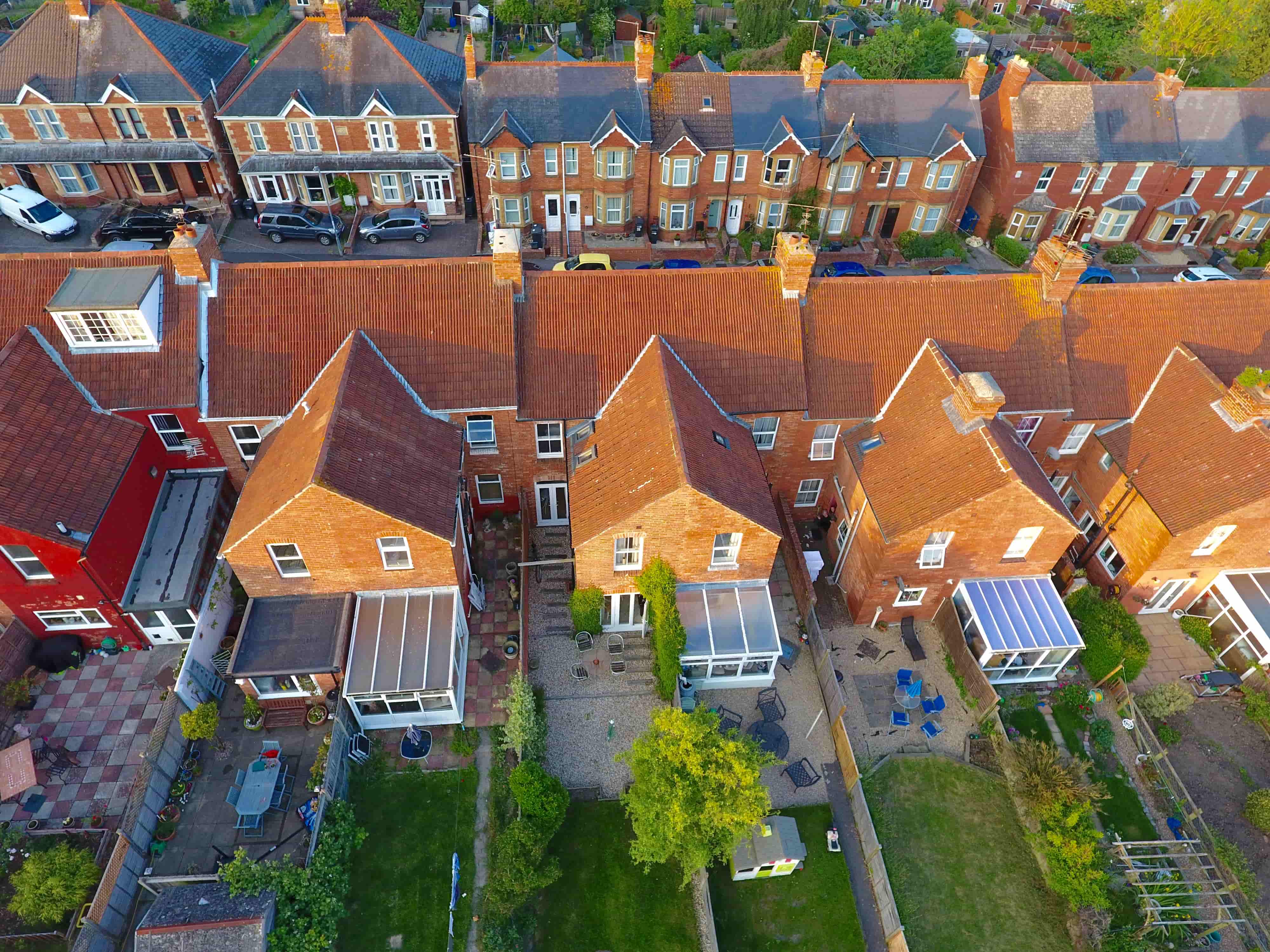 Aerial view of homes