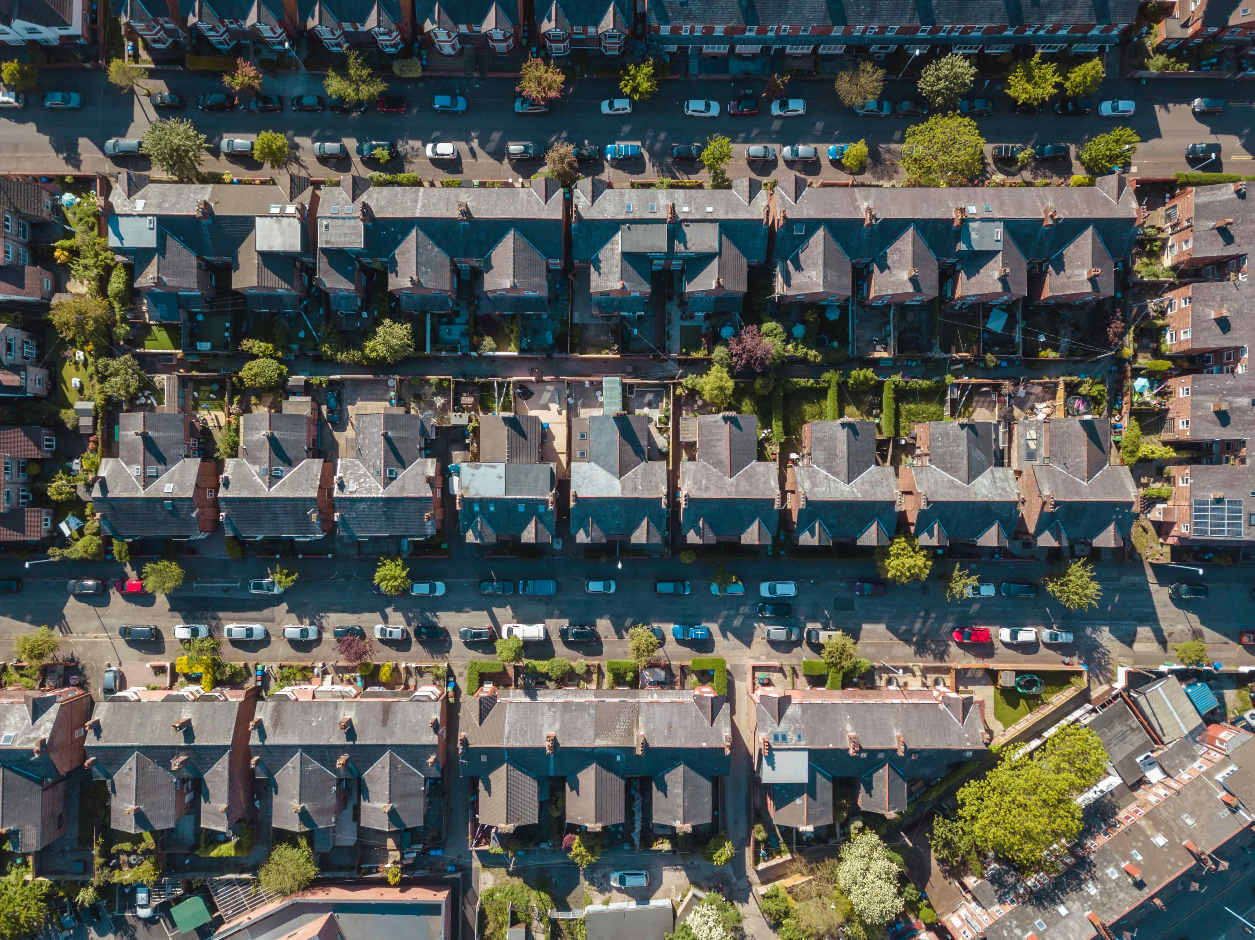 Three rows of houses in UK