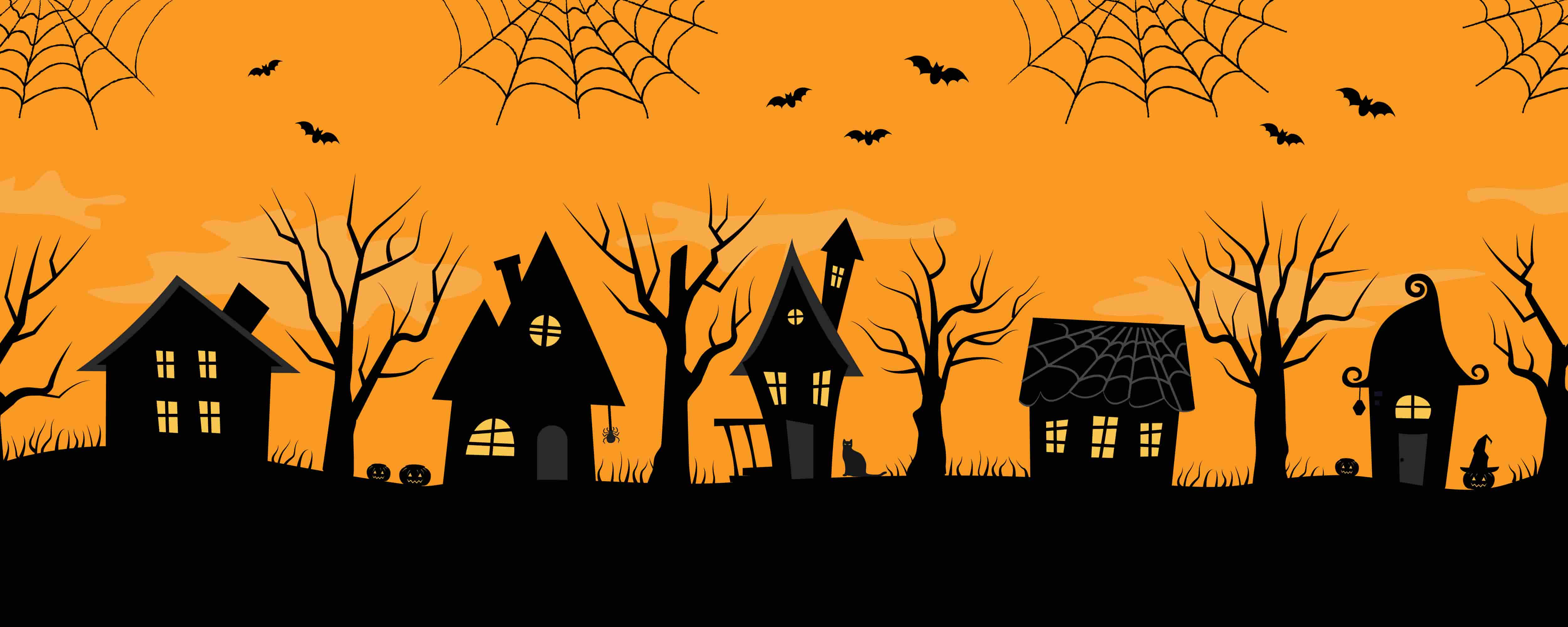 Row of halloween-style houses