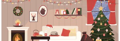 Cartoon image of Christmas home