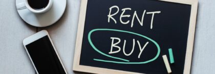 from renting to buying blackboard concept