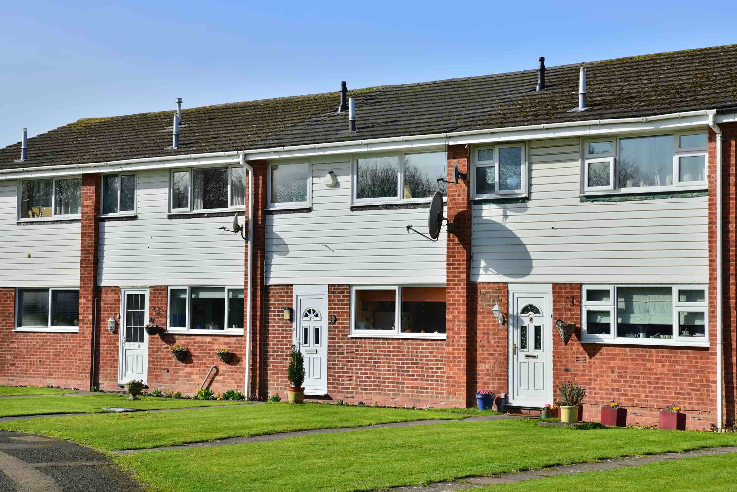 row of council houses in UK