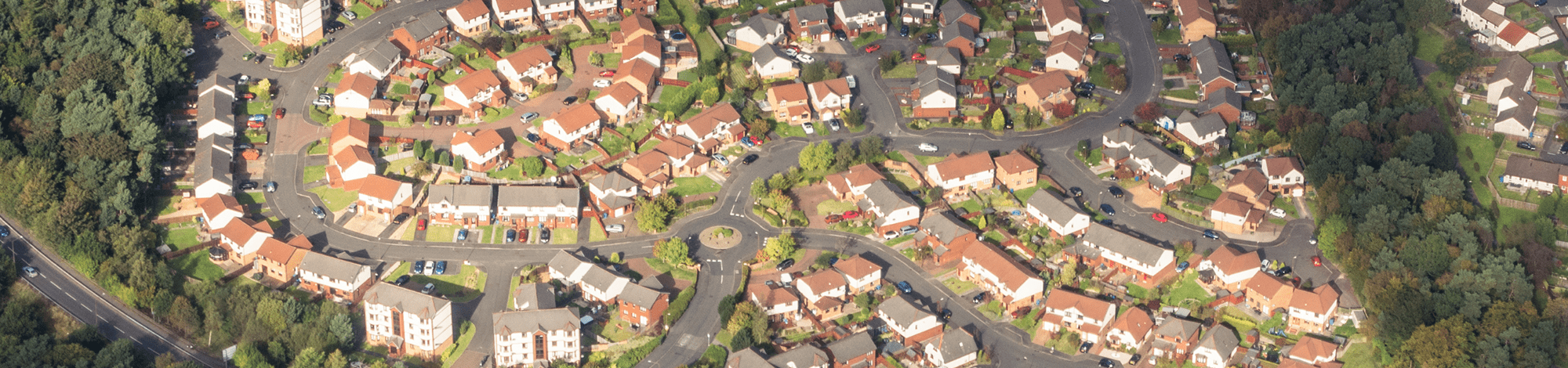 Aerial view of generic UK properties