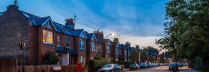 Chiswick suburb in summer evening, London