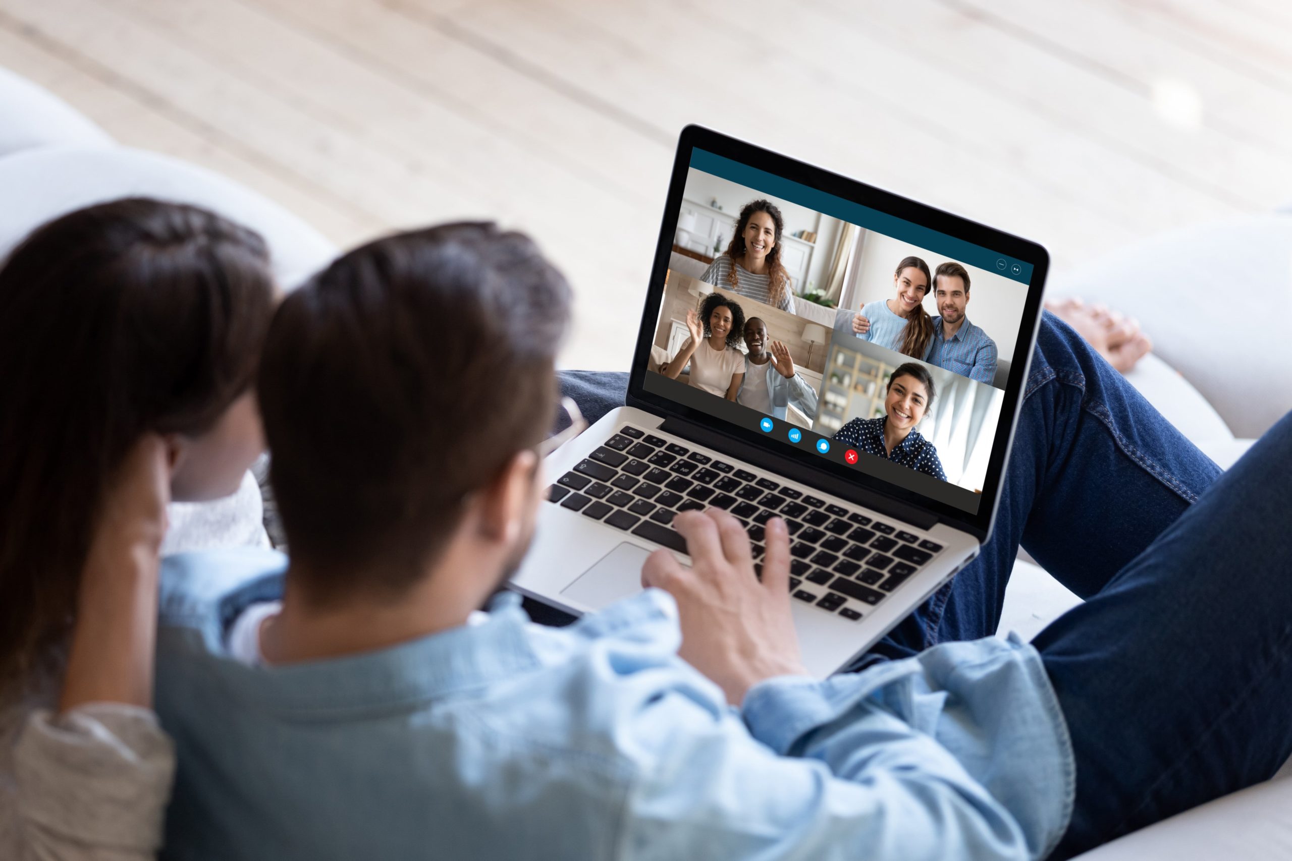 Couple on a Zoom call